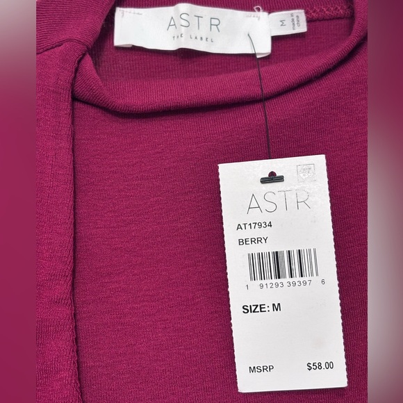 ASTR Burgundy Draped Blouse Asymmetric Pleated Cutout Mock Neck Wrap Blouse (M) - Picture 6 of 11